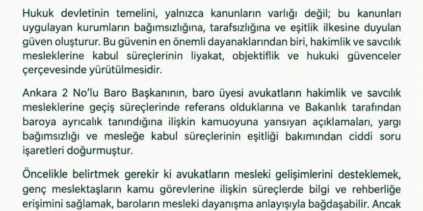 YARGI GÖREVİ AYRICALIĞIN DEĞİL, LİYAKATİN VE GÜVENCENİN KONUSUDUR
