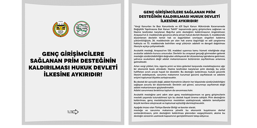 Genç girişimcilere sağlanan prim desteğinin kaldırılması hukuk devleti ilkesine aykırıdır!